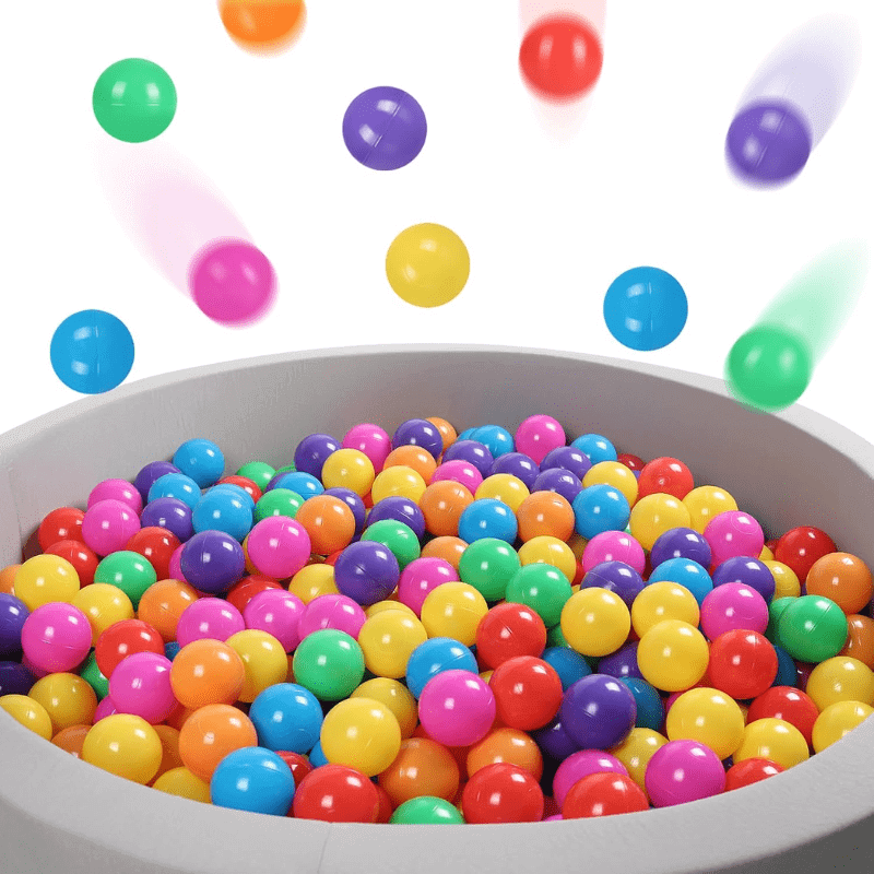 100 soft and colorful 5.5cm ocean balls, ideal for ball pits and play areas, providing safe and fun play for kids.