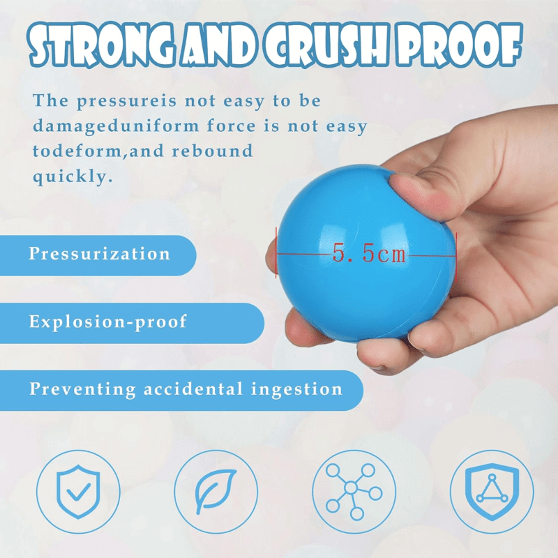 100 soft and colorful 5.5cm ocean balls, ideal for ball pits and play areas, providing safe and fun play for kids.