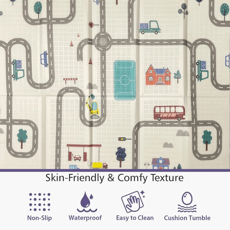 Versatile foldable baby play mat (120x120x1cm), waterproof and easy-to-clean, perfect for infants and toddlers for indoor and outdoor use.