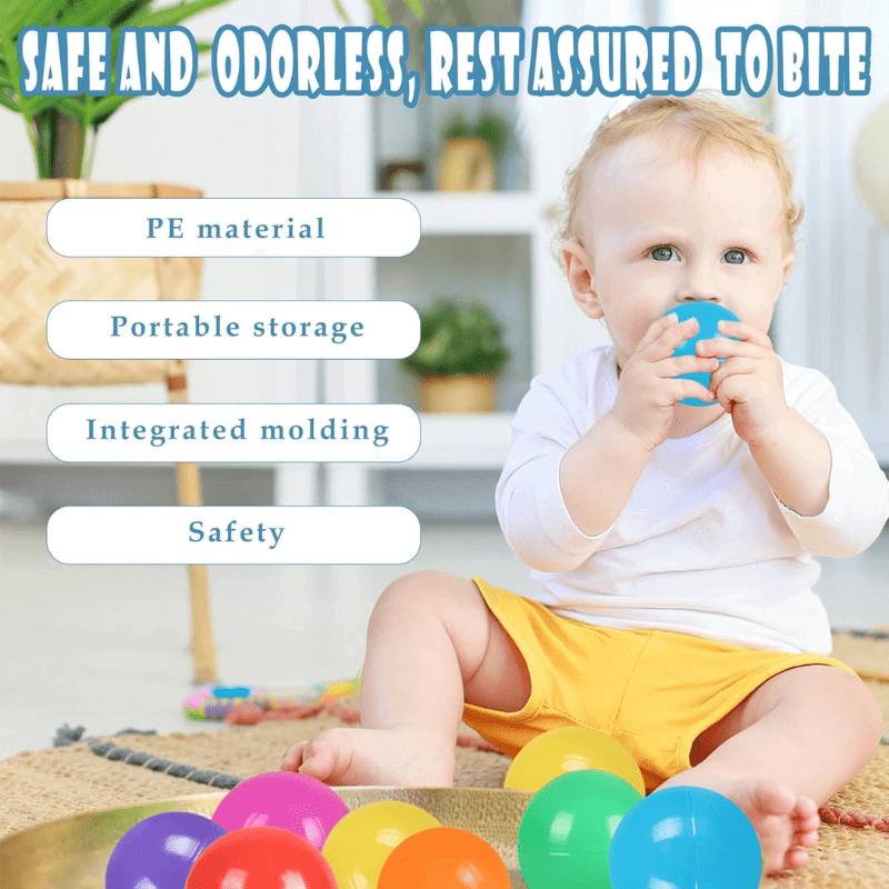 100 soft and colorful 5.5cm ocean balls, ideal for ball pits and play areas, providing safe and fun play for kids.
