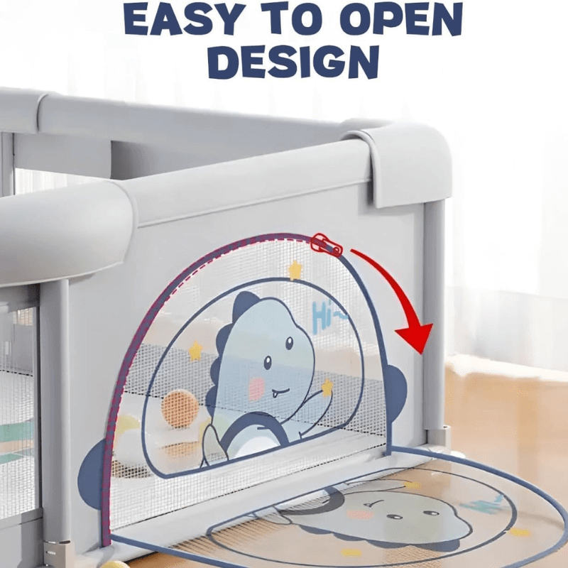 Wide and versatile baby playpen (180x150 cm) with a large fence, perfect for babies and toddlers, offering a safe and spacious play area.