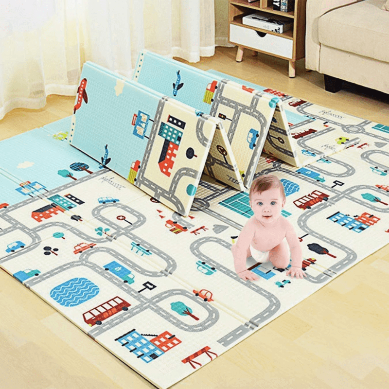 Multicolor baby playpen (120x120 cm) with balls, basketball, and accessories, offering a stylish and versatile play fence for babies and toddlers.