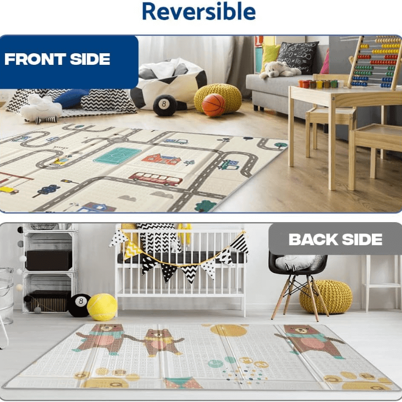 Versatile foldable baby play mat (120x120x1cm), waterproof and easy-to-clean, perfect for infants and toddlers for indoor and outdoor use.