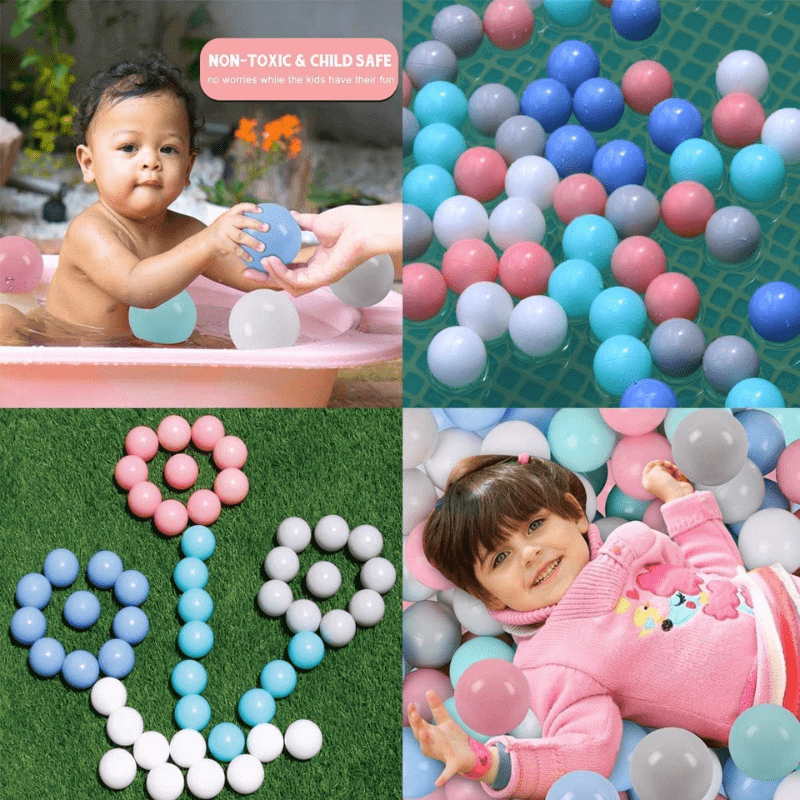 50 PCS plastic ball pit balls (5.5cm), perfect for baby ball pits, playpens, and indoor/outdoor fun, ideal for kids' birthday parties.